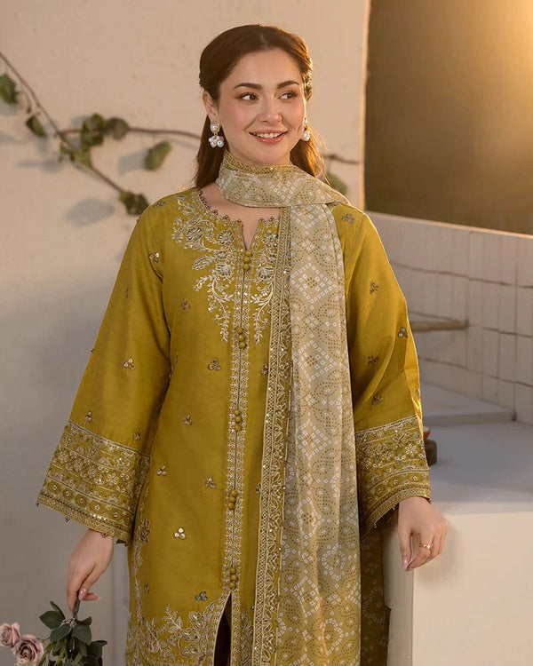 3 Piece Unstitched Embroidered Lawn Suit