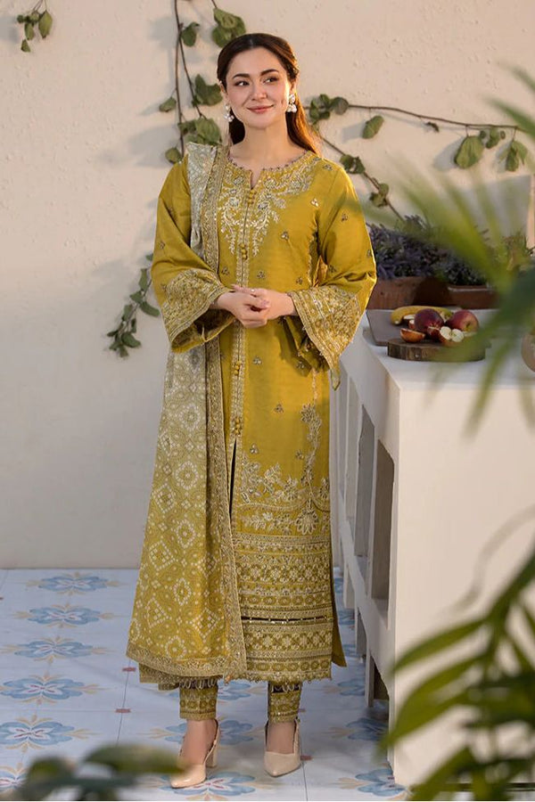 3 Piece Unstitched Embroidered Lawn Suit